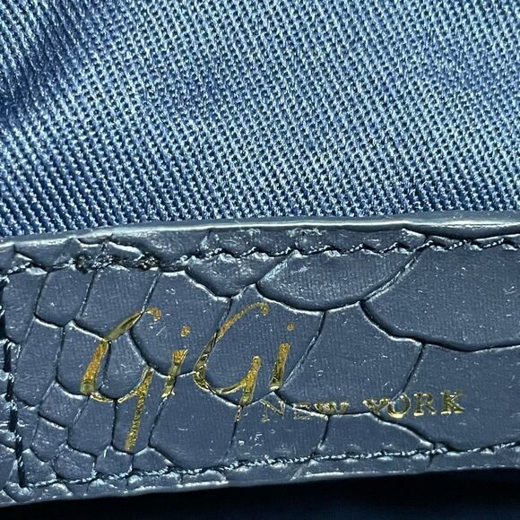 GIGI NEW YORK Navy Embossed Python Leather, Fold over clutch/ crossbody purse - Picture 9 of 9